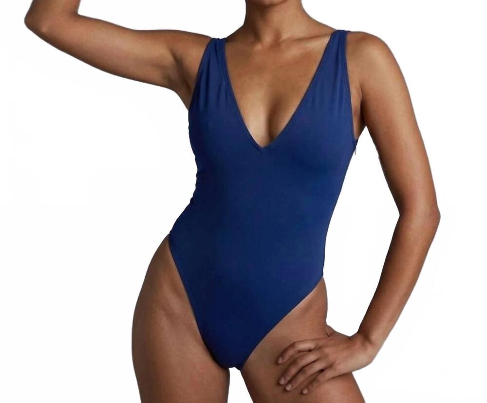 NEW TA3 hi cut plungey one piece in navy
